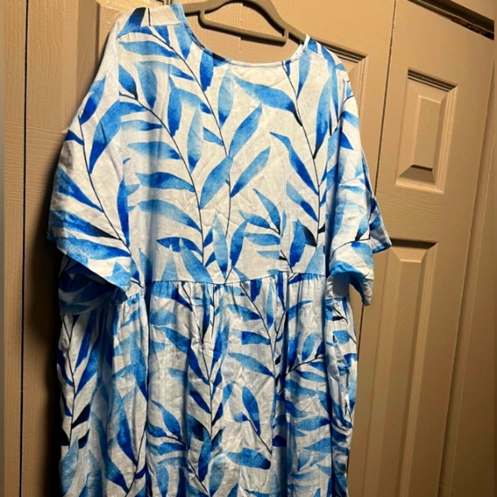 MAXI BLUE PALM DESIGN ONE SIZE FITS 1X to 3x so so soft - Picture 2 of 3